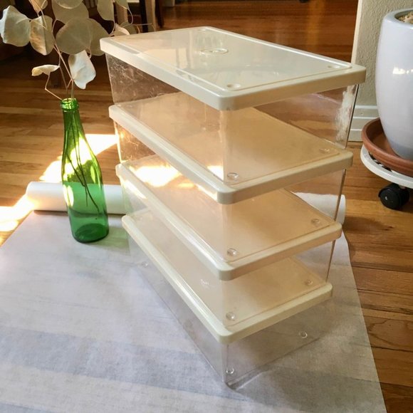 SOLD Vintage Closet Plastic Storage Boxes Set